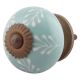 Sea Green Leaf Floral Ceramic Drawer Knobs